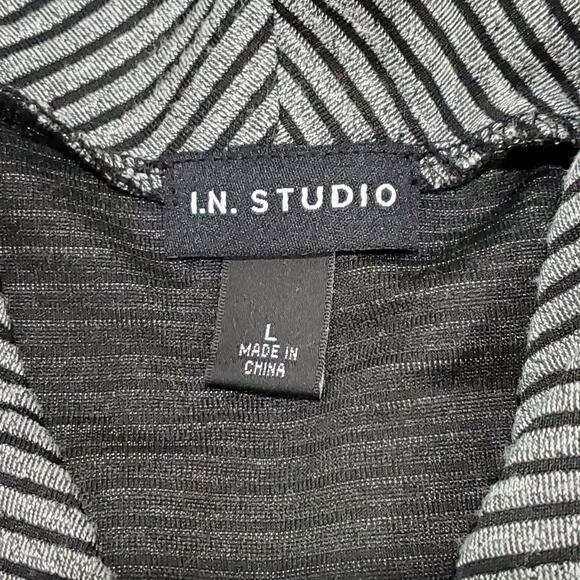 I.N. Studio Gray Stripe Long Sleeve Cardigan Career Large - Picture 4 of 8